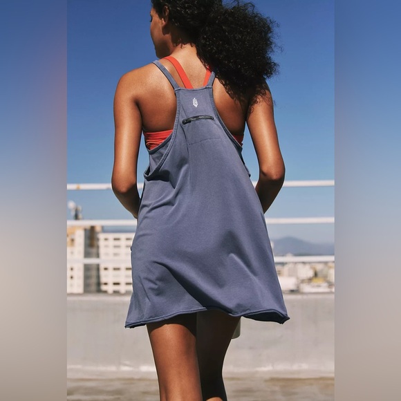 NWOT Free People Movement Hot Shot Mini Dress In Blue Indigo - Picture 3 of 11